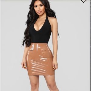 Fashion Nova Boot camp skirt in camel